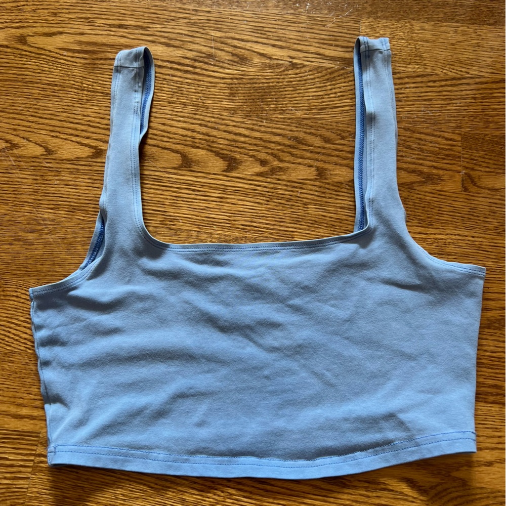 Aritzia Light Blue Sleeveless Crop Top